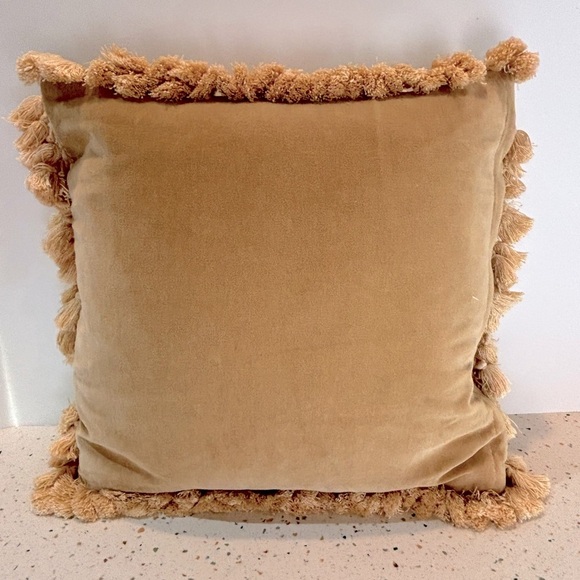 Vintage Floral Tapestry Accent Pillow Down Filled with Tassels - Picture 4 of 6